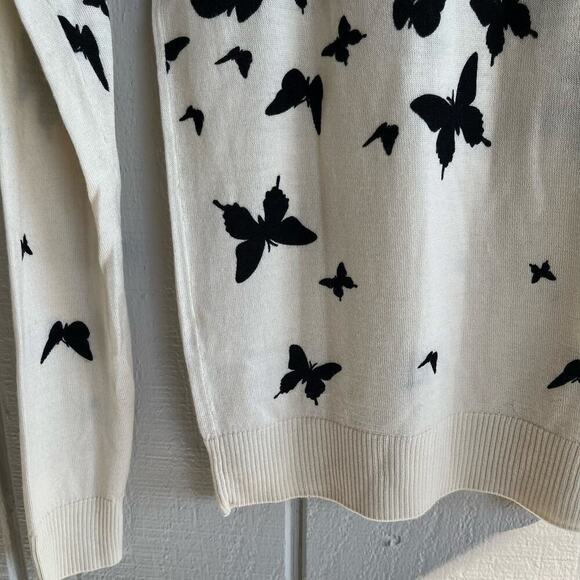Patrizia Pepe Butterfly Wool Jumper Crewneck in Black and Cream Size 1 US 6 - Picture 4 of 9